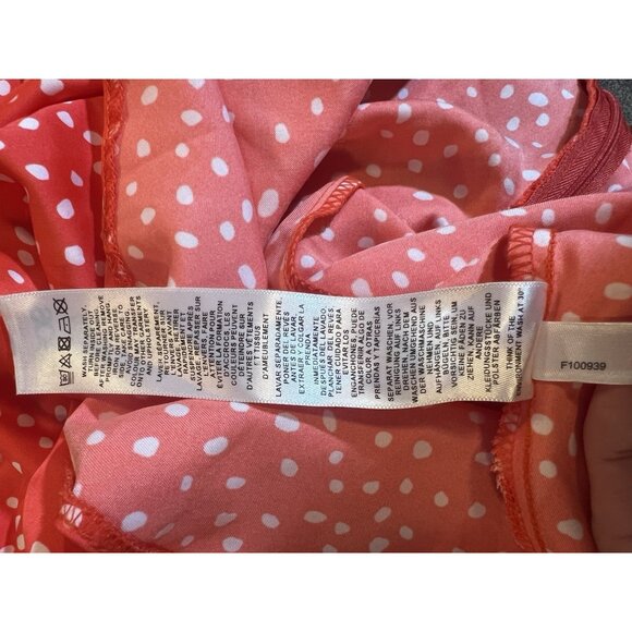 asos Women’s Top Blouse Size 6 Red V Neck Short Puff Sleeves Zipper - Picture 11 of 11